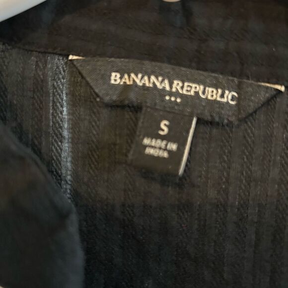 Banana Republic Black Boho Embroidered Long Balloon Sleeve 100% Cotton Blouse S - Picture 3 of 9